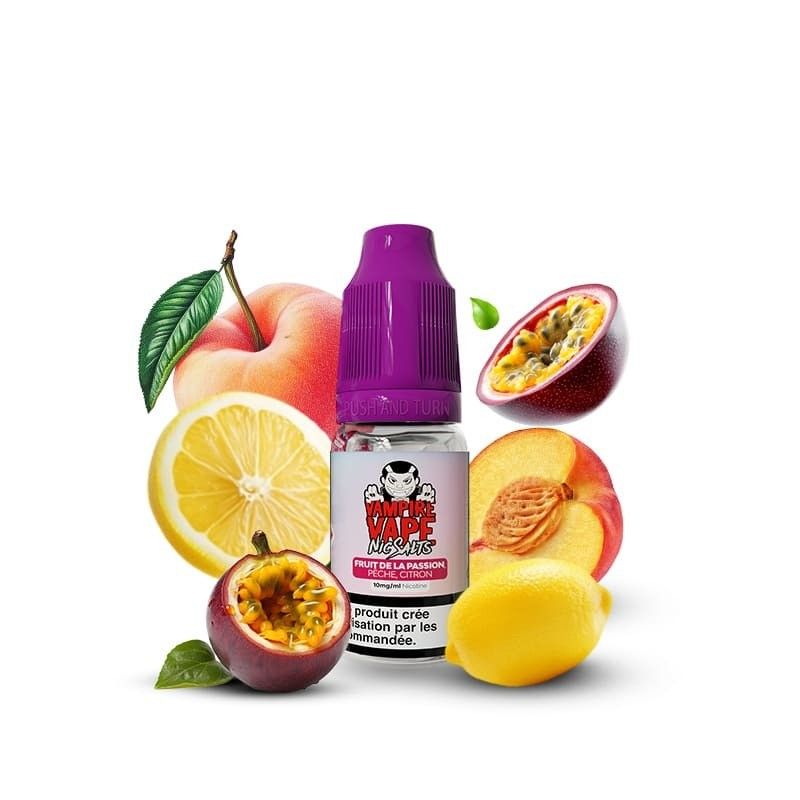 Fruit de la passion Pêche Citron 10ml - NicSalts - Vampire Vape