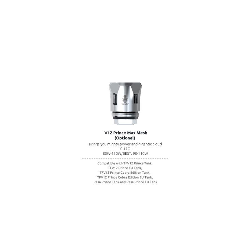 Résistances TFV12 Prince Max Mesh par 3 - Smoktech - 0,17 Ohms