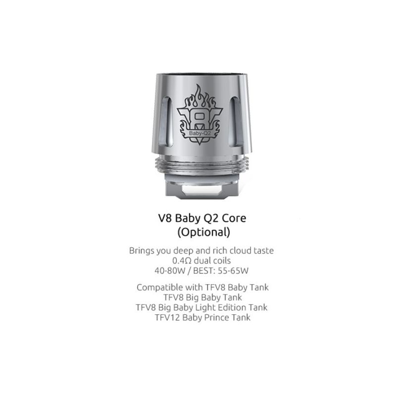 Résistances V8 Baby Q2 - 0.4ohm par 5 - Smoktech - 0,4 Ohms