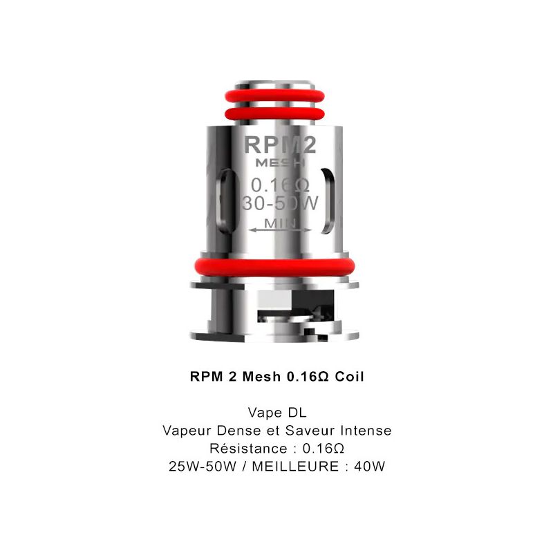 Résistances RPM2 Mesh 0.16ohm par 5 - Smoktech - 0,16 Ohms