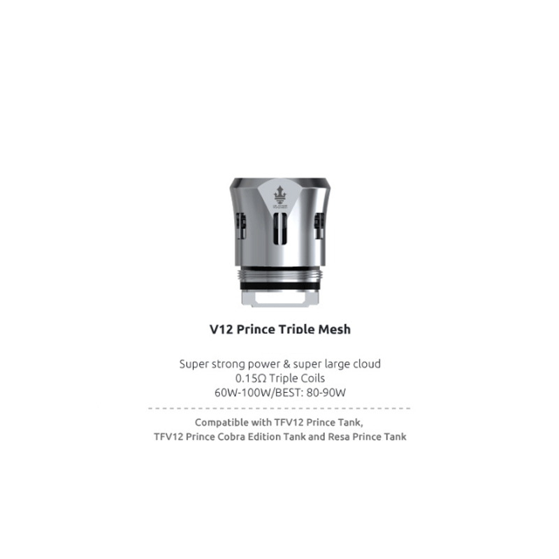 Résistances pour TFV12 Prince Triple Mesh Coil par 3 - Smoktech - 0,15 Ohms