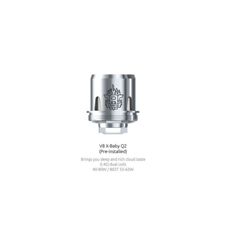 Résistances Q2 pour TFV8 X-Baby par 3 - Smoktech - 0,4 Ohms - Q2